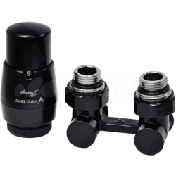 Комплект Vario Term (узел нижней подводки угловой + термостатическая головка М30) черный матовый