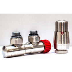 Комплект Vario Term Twins для углового подключения с термоголовкой правый (никель шлифованный)