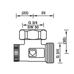 Узел нижней подводки HERZ угловой, одинарный G3/4 (Monolit)